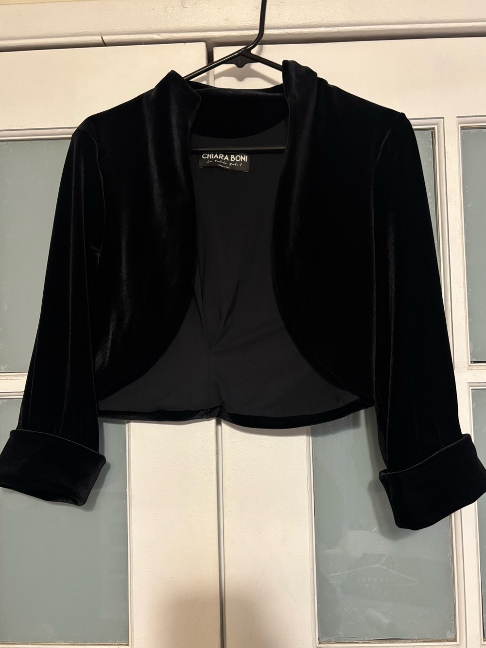 Chiara Boni Black Velvet Cropped Bolero Jacket